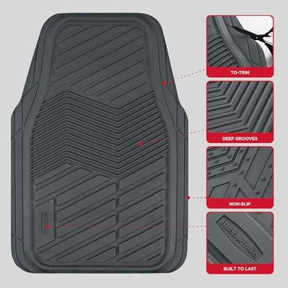 Rubbermaid Car Mats Full Set – All Weather Car Floor Mats Universal Trim-to-Fits Design,Heavy Duty Car Mats for Cars, SUVs, Trucks,and Vans - Beige - color: Gray