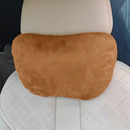 Car Headrest Pillow, Soft Breathable Suede Car Seat Neck Support Pillow for Comfortable Driving, Ergonomic Design Vehicle Head Protection Cushion for Most Cars (Brown) - color: Brown