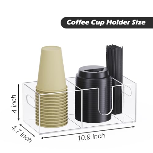 Acrylic Coffee Cup Holder for Countertop, Coffee Bar Accessories and Organizer - Coffe Station Organizer for Cup Lid Stirrers Pod