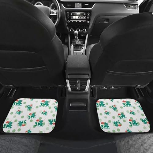 Auto Front & Rear Floor Carpets Mushroom Frog Green Dots Car Floor Mats 4 Pieces Set Universal Fit 95% Automotive,SUVS,Sedan,Vans - color: Mushroom Frog Green Dots