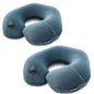 Keemall 2Pack Inflatable Travel Neck Pillow for Airplane Train Car Washable Pillowcase U Shaped Office Napping Pillow - color: Deep Grey-2 Pack, size: Medium