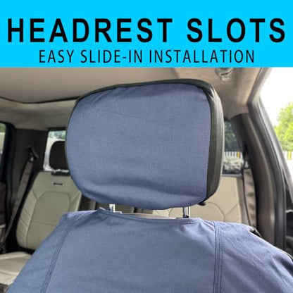 Universal Nylon Canvas Fitted Bucket Seat Cover, Cut-Resistant & Waterproof Front Seat Protector for Trucks (Blue) - color: Blue