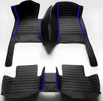 Customize Car Floor Mats for 99% Sedan SUV Sports Car All Weather Leather Full Coverage Waterproof Non-Slip Vehicle Lining Pads (Black Blue Splicing) - color: Black blue splicing