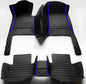 Customize Car Floor Mats for 99% Sedan SUV Sports Car All Weather Leather Full Coverage Waterproof Non-Slip Vehicle Lining Pads (Black Blue Splicing) - color: Black blue splicing