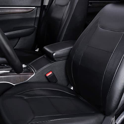 Flying Banner car seat Covers Protects Water Proof Faux Leather Carbon Fiber Fronts Solid Black (Solid Black, Front Pair) - color: Solid Black, size: Front Pair -- 2PCS