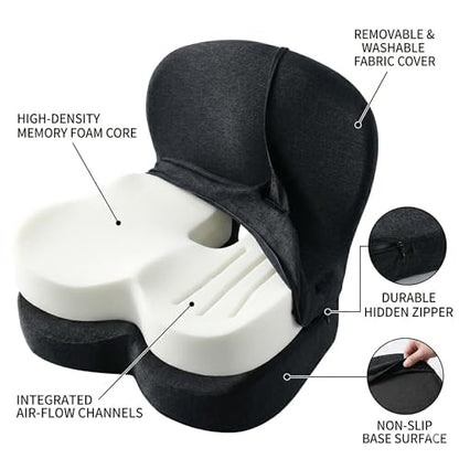 Memory Sponge Cushion, Pressure reducing Cushion, Ergonomic, Lumbar Support Pillow (All Black) - color: All Black