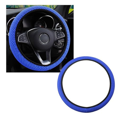 Kewucn Car Elastic Stretch Steering Wheel Cover, Soft Microfiber Breathable Ice Silk, Universal 15 Inch Anti-Slip Auto Steering Wheel Protector, Fit Car, SUV, Van, Sedan, Truck (Blue) - size: Blue