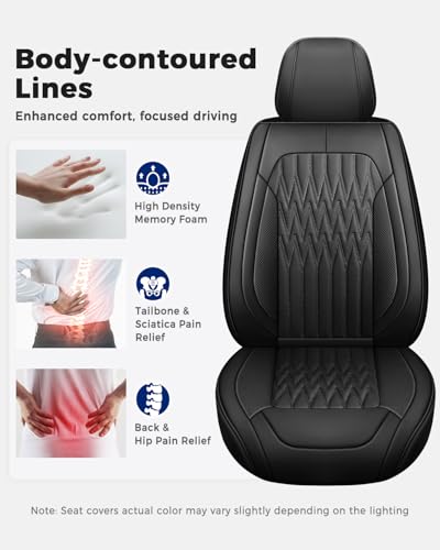 Huidasource Black Car Seat Covers, Waterproof Faux Leather Universal Fit Most Cars Sedans SUVs Trucks Airbag Compatible, Cup Holder Access, Car Seat Compatible, Easy Install, Wipes Clean - color: B-Black, size: 5pcs Full Set