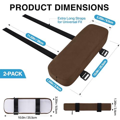 Smiry Ergonomic Office Chair Armrest Pads, Memory Foam Arm Rest Covers, Non-Slip Armrest Cushion with Adjustable Buckles and Straps, Elbow Relief for Desk, Gaming & Wheelchair (Coffee, Set of 2) - color: Coffee