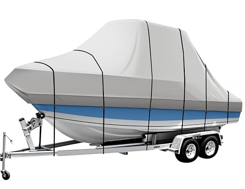 iCOVER T-Top Boat Cover, 600D Heavy Duty Marine Grade Waterproof Tear Resistant, Hard Top/T Top Boat Cover for Center Console Boat with T TOP Roof, Fits 20'-22' Long Beam Width up to 106", Grey - color: T-Top / Hard-Top, size: E: 20'-22' long, Beam Width