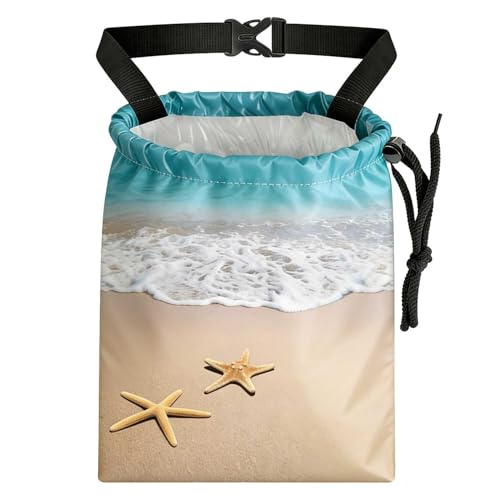 Beaches and Starfish Car Trash Bag - Waterproof Car Trash Bag Hanging Leakproof Car Garbage Bag - Washable Reusable Trash Bag For Car Interior Hanging Organizer Storage Vehicle Travelling Camping - color: Beaches And Starfish