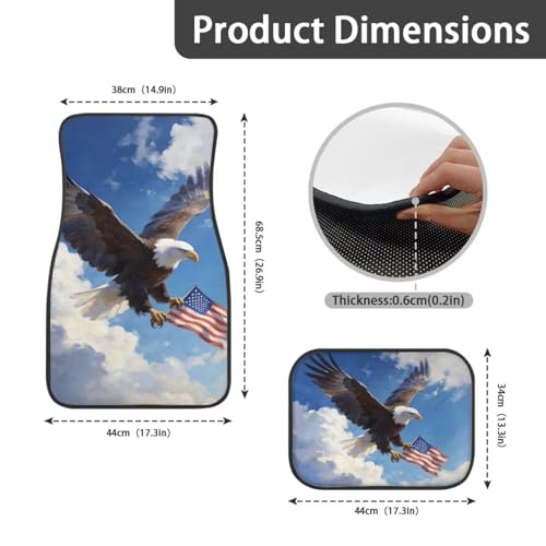 Eagle Print 4pcs Set Car Front & Back Seats Foot Mats Automobile Durable Floor Carpets for Women Men - color: Eagle