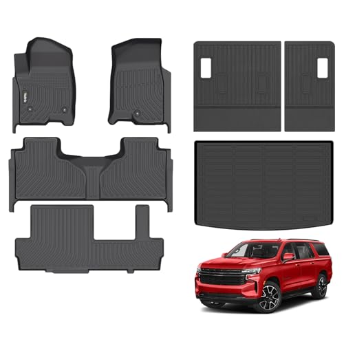 Wailtnb-Floor Mats & Cargo Liner Backrest Mat for 2021-2026 Chevy Suburban & GMC Yukon XL 8 Seats (Bench Seating) Floor Mat All Weather Liner Car Mat for Chevy Suburban 2021-2026 8 Seat Accessories - style: 30|For Suburban 8/Yukon XL | 2021-2026| Backrest