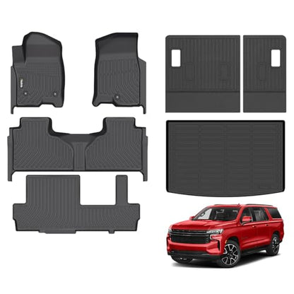 Wailtnb-Floor Mats & Cargo Liner Backrest Mat for 2021-2026 Chevy Suburban & GMC Yukon XL 8 Seats (Bench Seating) Floor Mat All Weather Liner Car Mat for Chevy Suburban 2021-2026 8 Seat Accessories - style: 30|For Suburban 8/Yukon XL | 2021-2026| Backrest