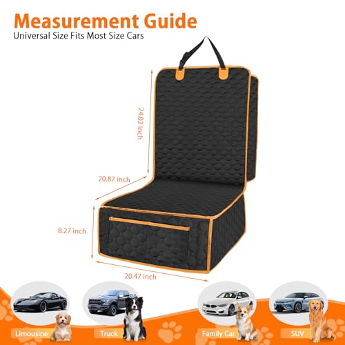 1 Pack Front Seat Car Cover, Waterproof Dog Car Seat Cover, Non-Slip & Scratch-Proof, Pet Car Seat Protector with Side Flaps and Storage Pocket, Car Seat Cover for Most Cars, Trucks and SUVs