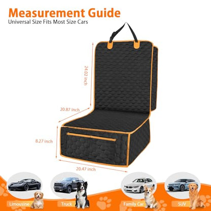 1 Pack Front Seat Car Cover, Waterproof Dog Car Seat Cover, Non-Slip & Scratch-Proof, Pet Car Seat Protector with Side Flaps and Storage Pocket, Car Seat Cover for Most Cars, Trucks and SUVs