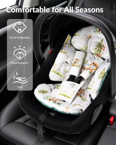 Generic Infant Car Seat Insert Compatible with Mamaroo Swing & Graco Swing and Infant Car Seat, Newborn Insert Baby Head Body Support, Reversible Design, Breathable Soft Fabric, 1Pcs - Green Woodland - color: Green Woodland