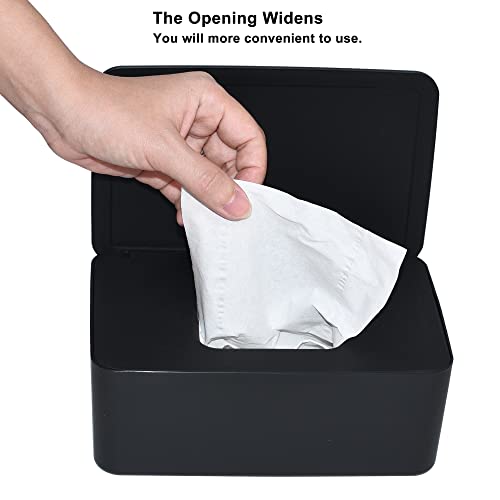 Diaper Wipes Dispenser, Tissue Storage Box Case, Wet Wipe Dispenser Holder with Lid for Home, Office, Cars (Black) - color: Black