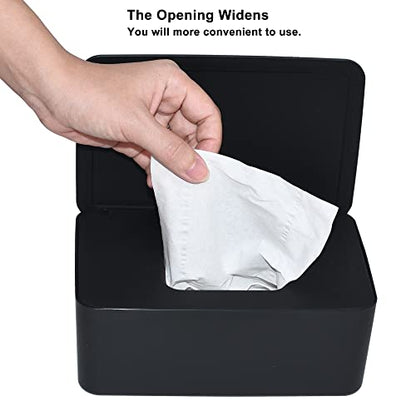Diaper Wipes Dispenser, Tissue Storage Box Case, Wet Wipe Dispenser Holder with Lid for Home, Office, Cars (Black) - color: Black