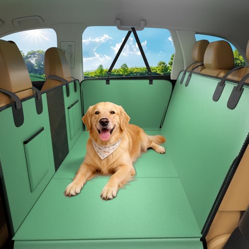 Hard Bottom Dog Car Seat Cover for Back Seat, 52"x65" Waterproof PU Leather Hammock with Side Flaps, Non-Slip Heavy Duty Protector for SUVs & Mid-Size Trucks, Supports Up to 450 lbs – Green - color: Army Green, size: 52"×65" | Sedans, SUVs & Mid-Size Truc