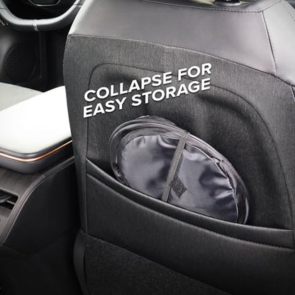 Armor All Car Trash Can, 3.3 Gallon Pop-Up Garbage Bin, Waterproof, Loop for Hanging, Velcro Base, Washable, Metal Frame, Portable Collapsible Design for Easy Storage, 12” Inch High x 9” Inch Wide