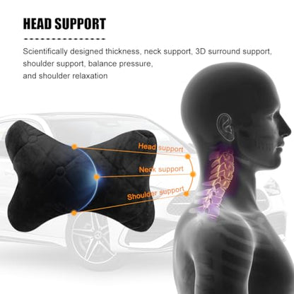 2PCS Car Headrest Pillow, Comfortable Ergonomic Design Vehicle Seat Neck Pillow for Driving Fatigue Relief, Soft Breathable Automotive Interior Head Rest Cushion Pad, Universal Fit (Black) - color: Black