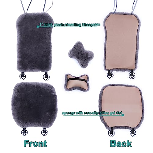 OGLAND Fuzzy Fluffy Fur Sheepskin Car Seat Covers for Universal Auto Seat Cushion Auto Accessories, for 1 Front Seat(3 Pack Front, White) - color: White