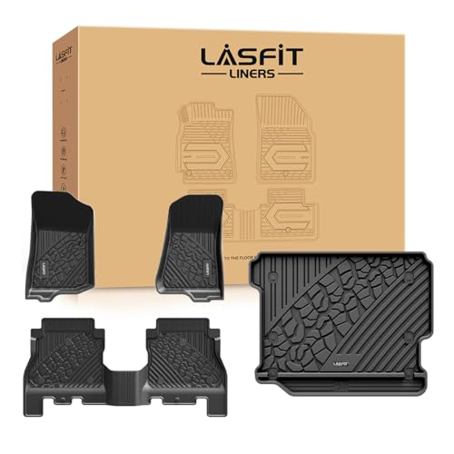 LASFIT Floor Mats & Trunk Mat for Jeep Wrangler JL 2018-2025 2026 4 Door Cargo Without SUBWOOFER (Not for JK/Not PHEV/Not 2-Door), All Weather TPE Custom Cargo Mat Fit for Flat Load Floor Gas Type - style: Wrangler JL 4 Door no Subwoofer 2018-2026