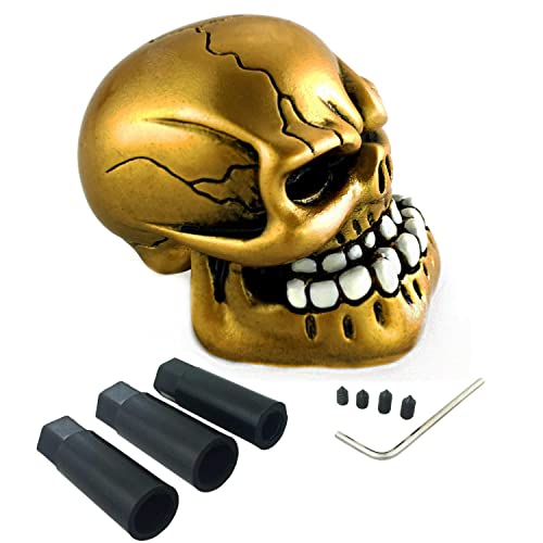 Skeleton Shifter Knobs Skull Gear Lever Handle Car Shift Head Fit Most Manual Automatic Transmission, Gold - color: Gold
