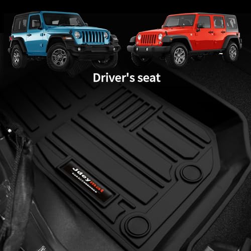 Custom Fit Floor Liners for 2007-2018 Jeep Wrangler 4-Door, Wrangler JK 2-Door Front Floor Mats All Weather TPE Rubber Accessories (Set of 2 Mat) - color: for Jeep Wrangler JK Front Floor Mats