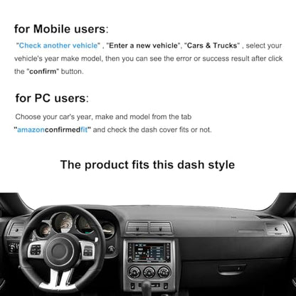 Dash Cover Mat for Dodge Challenger with Light Sensor w/o Speaker Cutout, Dashboard Pad Carpet Protector K185 (Black) - color: black