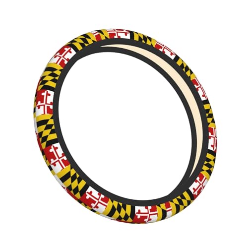 Maryland Flag Car Steering Wheel Cover,Non-Slip Elastic Neoprene-Sweat Car Accessories,Universal 15 Inch Fit Auto, Vans Trucks,Suvs, Truck - color: Maryland Flag