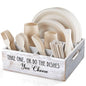 ALELION Rustic White Plate and Utensil Caddy, 6-Compartment Paper Plate and Cutlery Holder with Handles, Kitchen and Party Organizer for BBQs, Picnics, and Gatherings - style: White