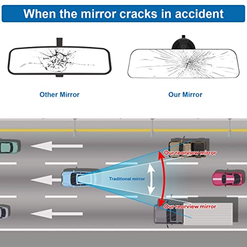 Car Rear View Mirror with Suction Cup, Anti Glare Wide Angle HD Auto Inside Rearview Mirror, 360 Degrees Adjustable Reduce Blind Spots, Universal for Vehicle, Marine, Boat, Truck, SUV, Van - color: Suction Cup/White
