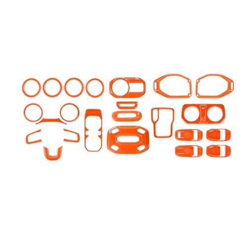 RT-TCZ for Wrangler JL Orange Interior Trim Kit for Jeep Wrangler JL JLU 2018-2023 for Gladiator JT 2020-2023 Orange Interior Accessories 23pcs - color: Orange