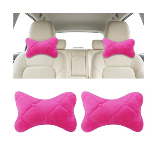 2PCS Car Headrest Pillow, Comfortable Ergonomic Design Vehicle Seat Neck Pillow for Driving Fatigue Relief, Soft Breathable Automotive Interior Head Rest Cushion Pad, Universal Fit (Pink) - color: Pink