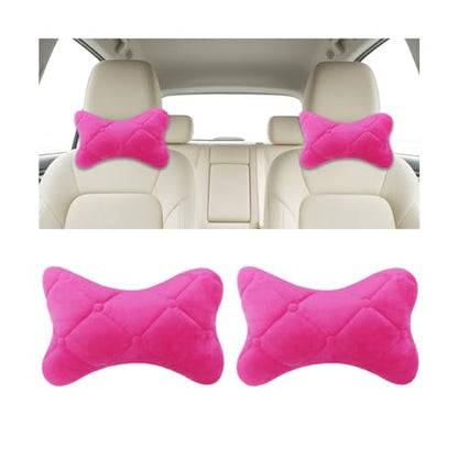2PCS Car Headrest Pillow, Comfortable Ergonomic Design Vehicle Seat Neck Pillow for Driving Fatigue Relief, Soft Breathable Automotive Interior Head Rest Cushion Pad, Universal Fit (Pink) - color: Pink
