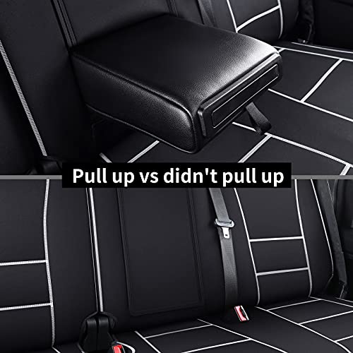 Coverado Car Seat Cover Full Set with Waterproof Neoprene, F150 Seat Covers for Trucks, Compatible with Ford F150 2015-2025 Crew Cab & 2017-2025 F250 F350 F450, White Black - color: White