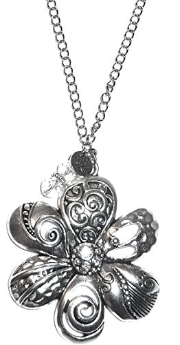 Rear View Mirror Car Charm Ornament, Sun Catcher, Hanging Pendent, Stainless Steel Chain. Comes in a Gift Bag (Flower) - size: Flower