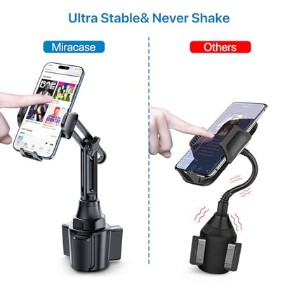 Miracase 2025 Upgraded Universal Cup Phone Holder for Car, [Rotatable & Adjustable] Long Neck Car Cup Holder Phone Mount Compatible with iPhone, Samsung, Google & More Smartphones - color: Black-Carbon Fiber