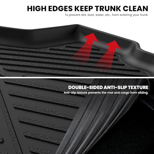 LASFIT Cargo Mats for Dodge Challenger 2011 2012 2013 2014 2015 2016 2017 2018 2019 2020 2021 2022 2023, All Weather TPE Custom Fit Trunk Mats Cargo Liners, Black - style: 6) Challenger | 2011-2023 | Trunk Mat