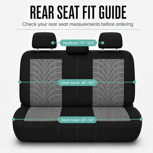 FH Group Rear Set Travel Master Car Seat Covers - Universal Fit, Split Bench Rear Seat, Washable, for SUV, Sedan, Gray - color: Gray, style: Rear Set