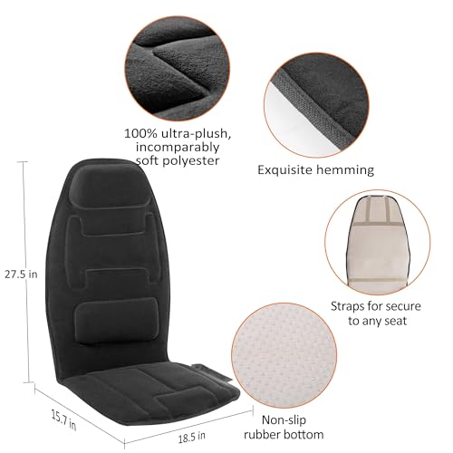 Snailax Vibration Back Massager with Heat, Massage Chair Pad with Neck Lumbar Memory Foam, 10 Vibration Motors,5 Modes, Gifts, No shiatsu - color: Black