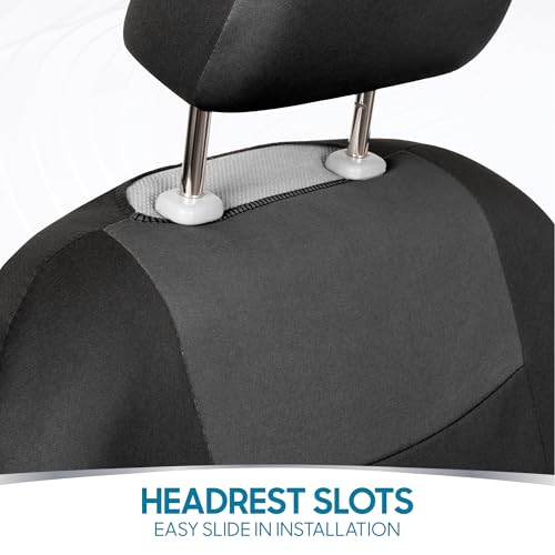 BDK PolyPro Car Seat Covers Full Set – Universal Fit Front & Rear Split Bench Covers for Cars, Trucks, SUVs & Vans, Breathable Durable Material, Easy Installation, Charcoal Black - color: Charcoal Gray