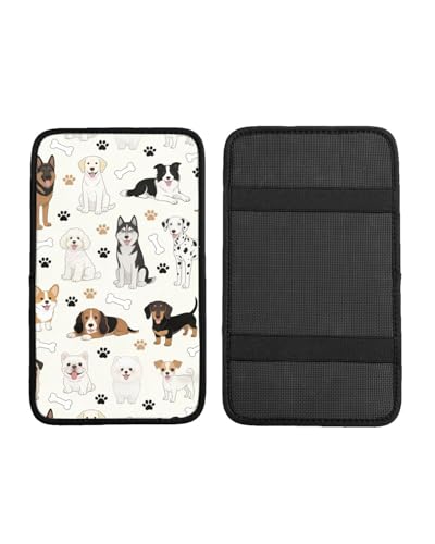 Car Handrail Box Cushion Soft Comfortable Anti Slip Middle Consoles Protector, Universal for Most Cars Trucks and SUV Fashion Car Interior Accessories Unisex - Cute Dogs - color: Cute Dogs