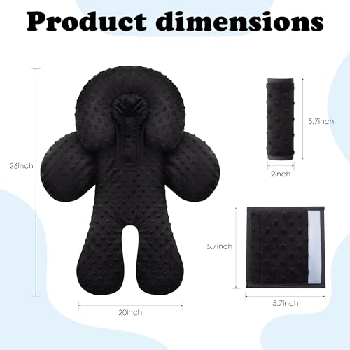 Pro Goleem Infant Car Seat Insert, Baby Head Neck Body Support, Soft Minky Newborn Car Seat Strap Pads, 2-in-1 Reversible, Boys and Girls, Black - color: B1-black
