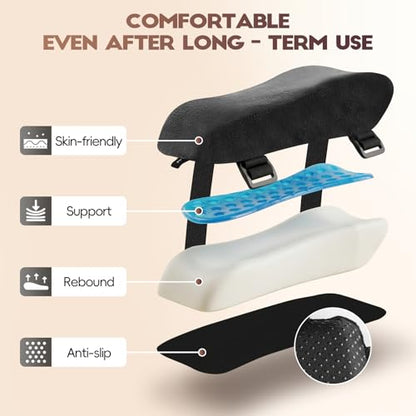 Office Chair Arm Pads, Ergonomic Memory Foam Wheelchair Cover, Arm Rest Pillow for Desk, Computer, Gaming and Elbows (Skin-Friendly Arm Rest Pillow)