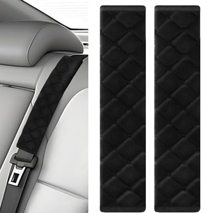 2Pcs Car Seat Belt Padding10.6In (27cm) Car Seat Belt Shoulder Strap Cover Car Accessories Interior,Soft Shoulder Strap Covers Seat Belt Protector Make Neck and Shoulders More Comfortable(Black)