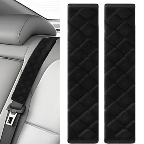 2Pcs Car Seat Belt Padding10.6In (27cm) Car Seat Belt Shoulder Strap Cover Car Accessories Interior,Soft Shoulder Strap Covers Seat Belt Protector Make Neck and Shoulders More Comfortable(Black)