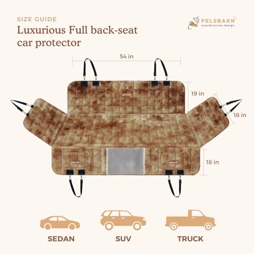 Luxurious Full Backseat Protector for Dogs with Calming Blanket - Waterproof Pet Hammock Machine Washable (Brown) - color: Brown